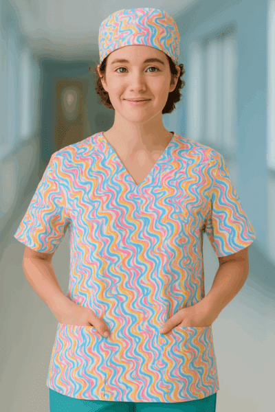 SmartScrubs | Kaitiaki Set - Multicolor Waves Pattern